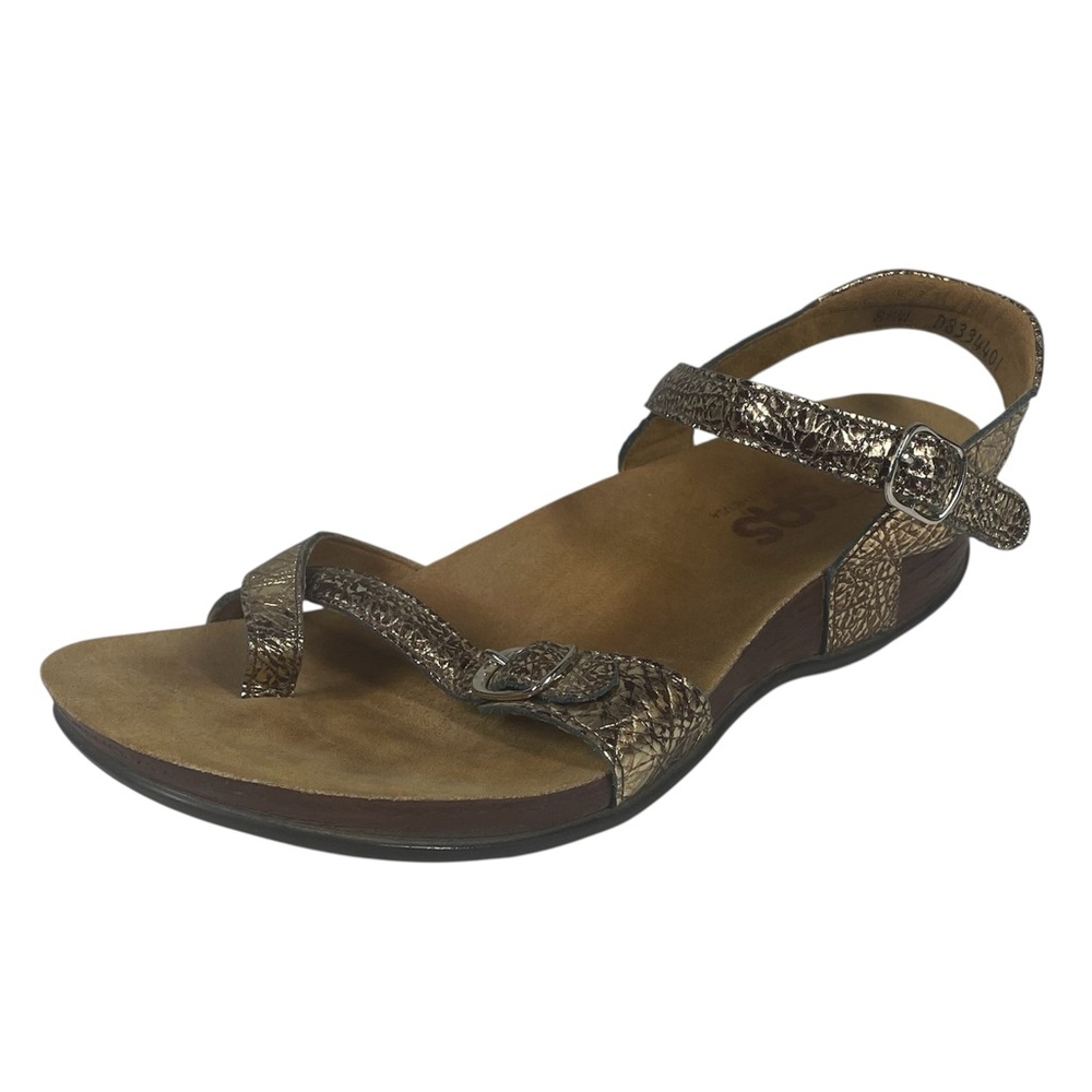 SAS Pampa Leather Sandals Womens 8.5 W Toe Loop Fantasia Gold Comfort Shoes